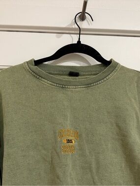 Olive Green 'Colorado Springs' Embroidered Crewneck